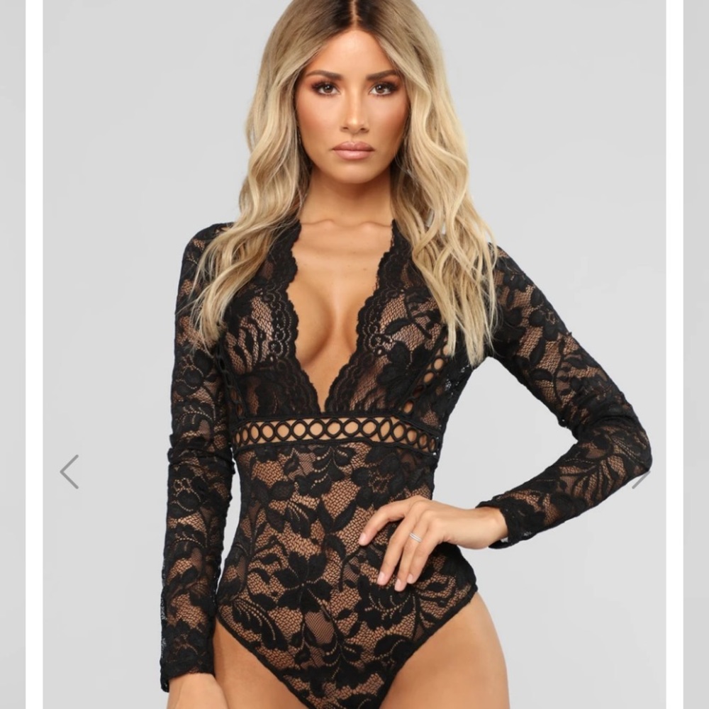 Black lace body suit from fashion nova